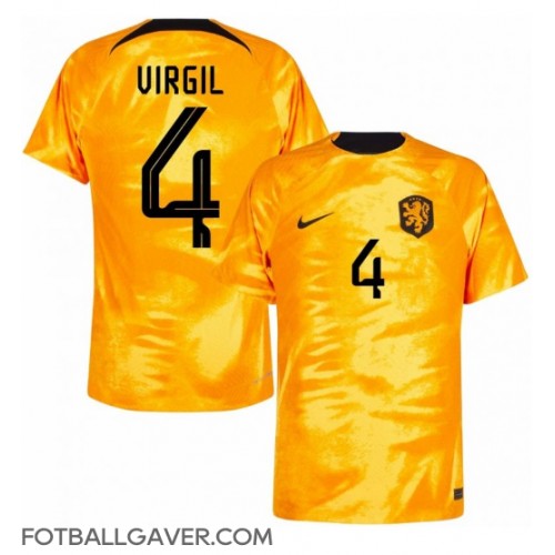 Nederland Virgil van Dijk #4 Fotballklær Hjemmedrakt VM 2022 Kortermet